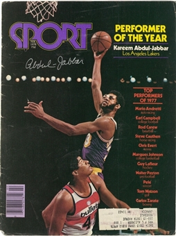 Kareem Abdul-Jabbar Signed 1978 Sport Magazine Cover Dated February 1978 - Performer Of The Year (Abdul-Jabbar LOA)